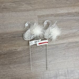 Ashland Acrylic Swans with glitter ornament picks set